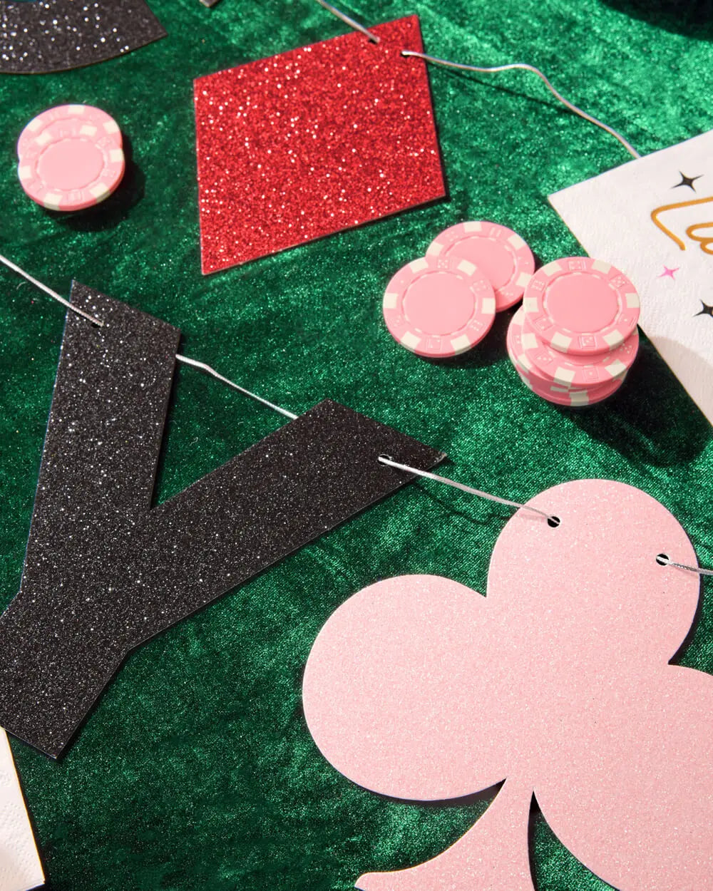 Feeling Lucky Banner - black glitter banner xo, Fetti