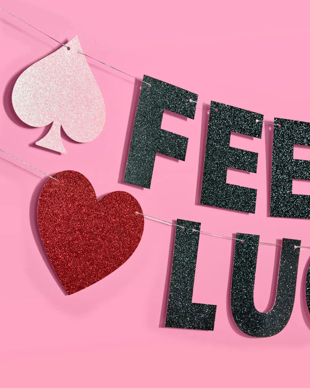 Feeling Lucky Banner - black glitter banner xo, Fetti