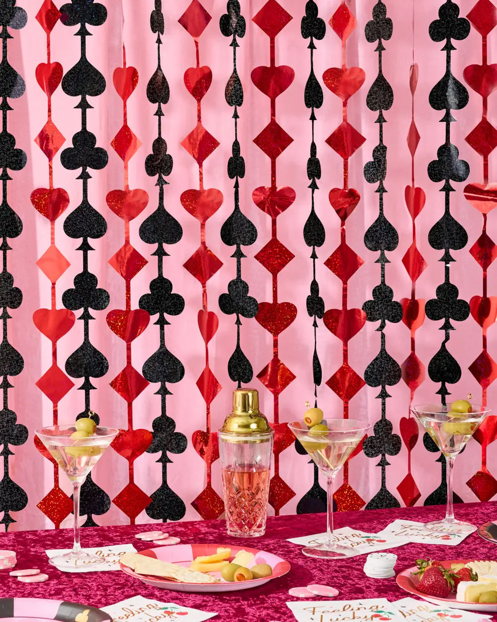 Feeling Lucky Curtain - red and black foil curtain xo, Fetti