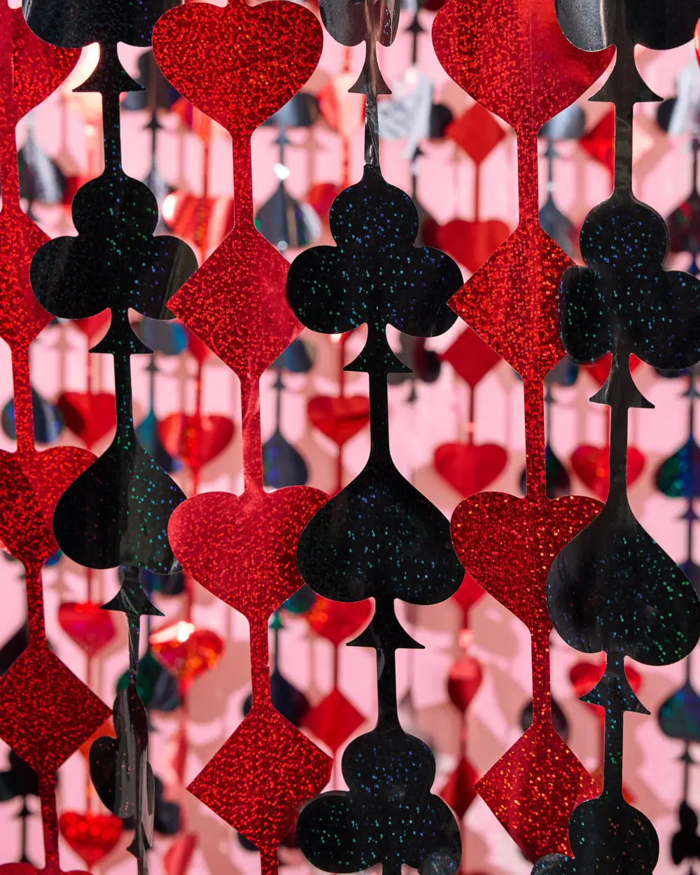 Feeling Lucky Curtain - red and black foil curtain xo, Fetti
