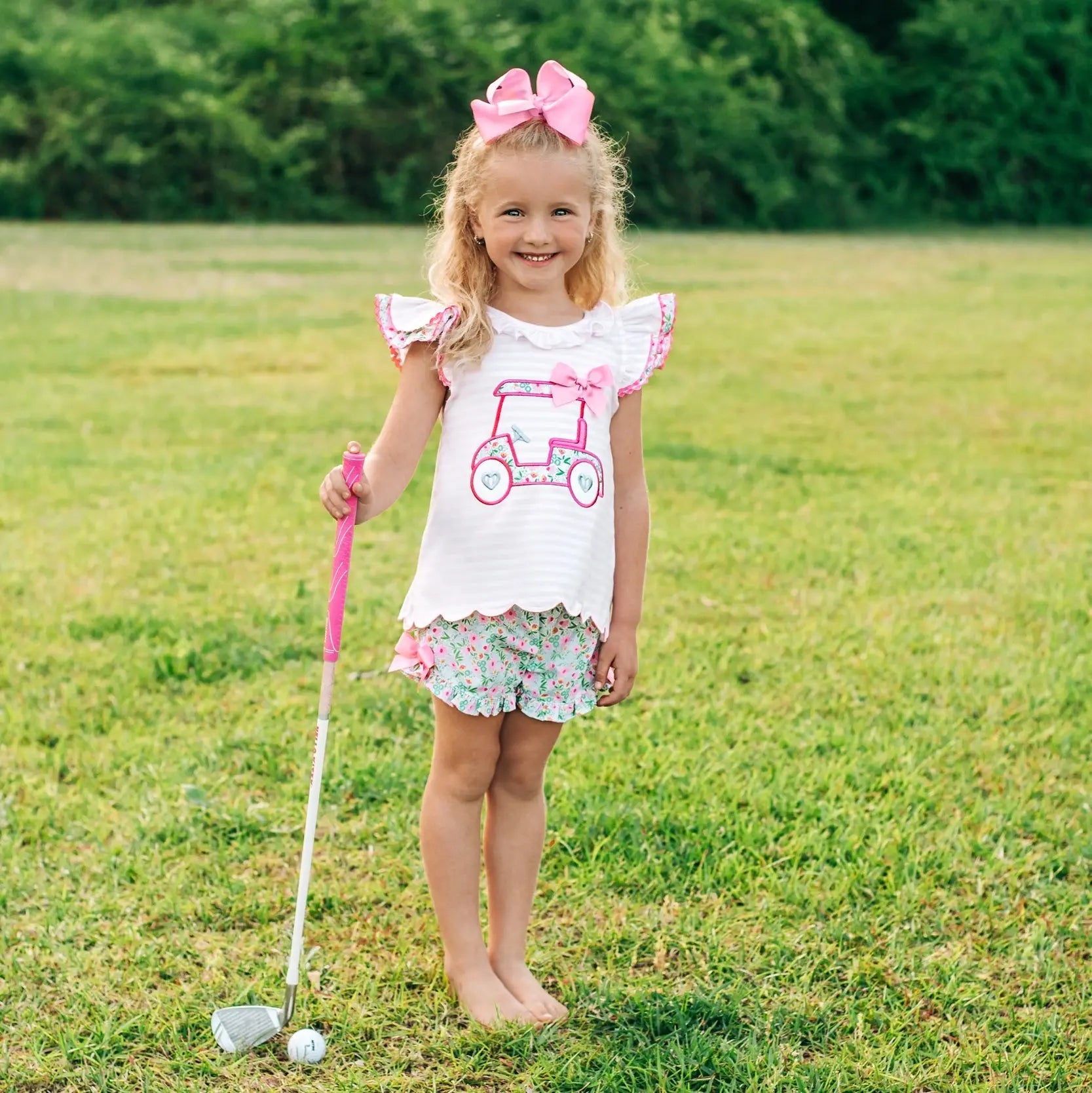 Floral Tee Time Girls Golf Short Set - Latchkey