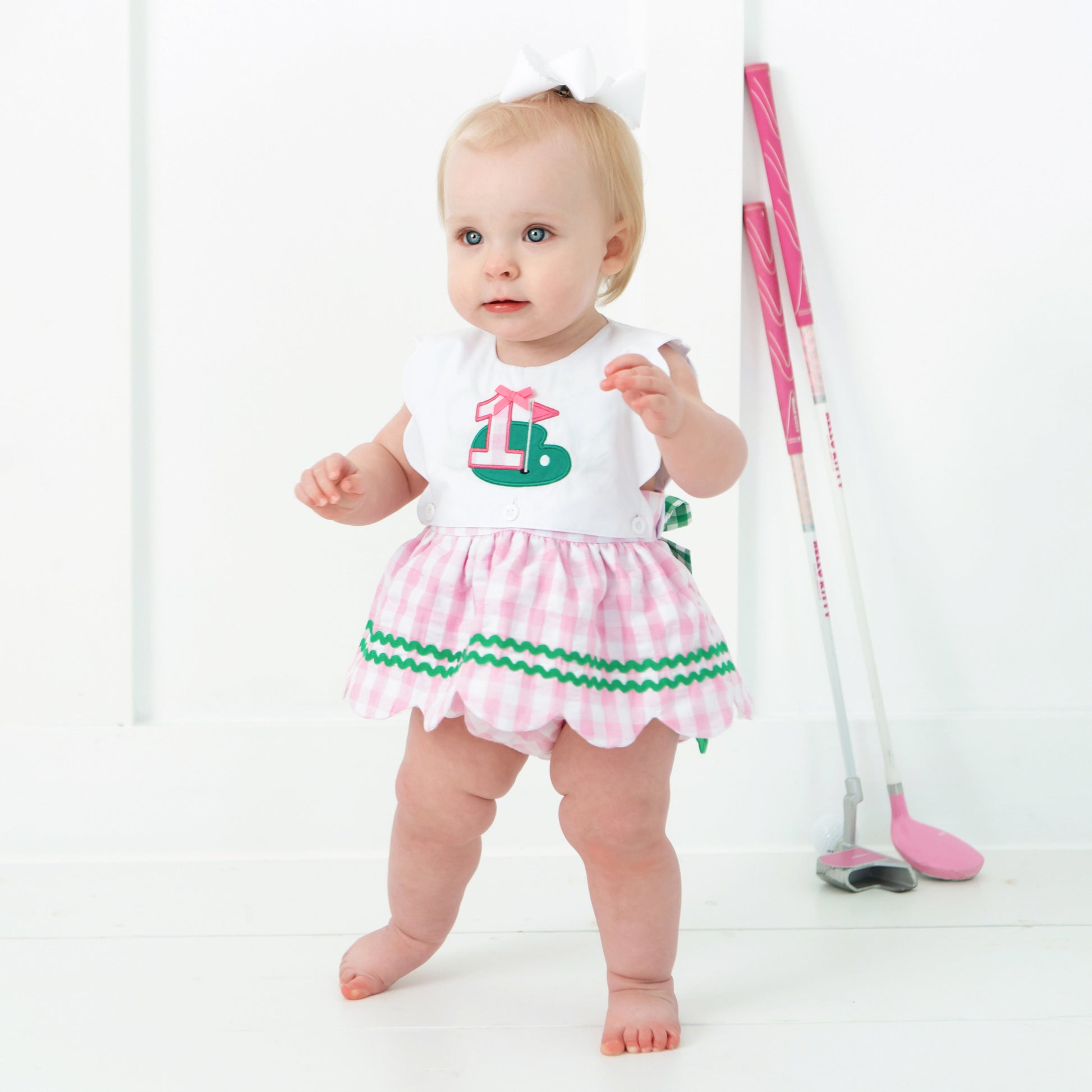 Hole-In-One First Birthday Girls Reversible Golf Bubble - Latchkey 