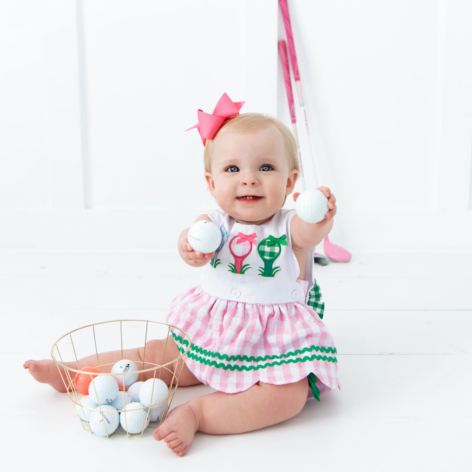 Hole-In-One First Birthday Girls Reversible Golf Bubble - Latchkey 