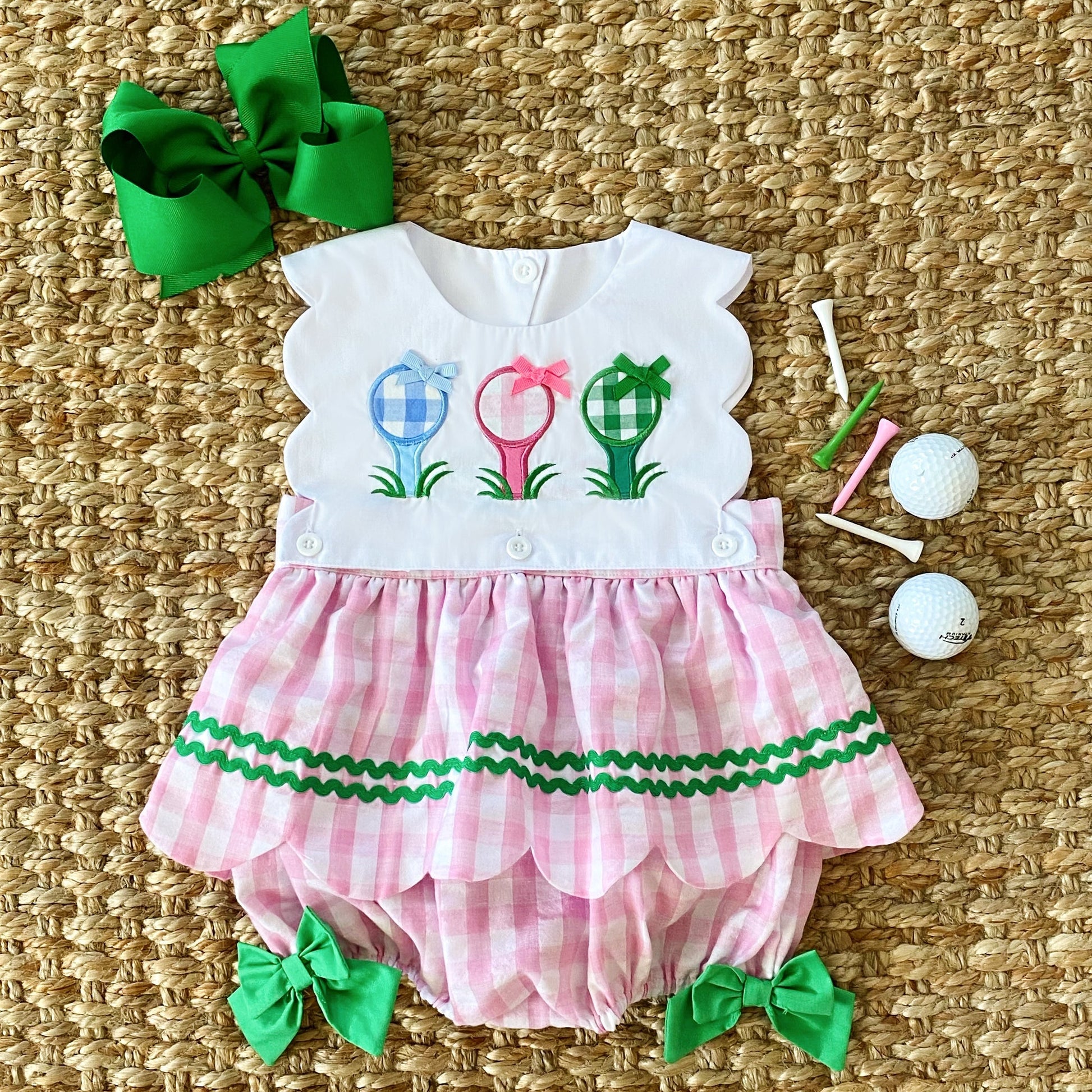 Hole-In-One First Birthday Girls Reversible Golf Bubble - Latchkey 