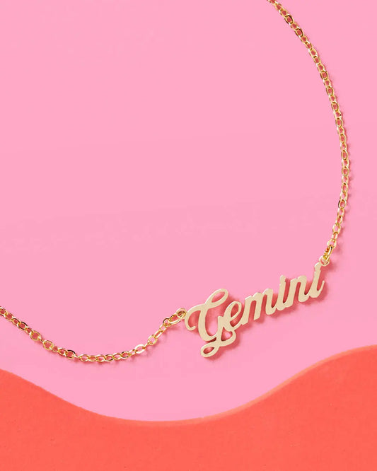 Gemini Season Necklace - gold script necklace xo, Fetti