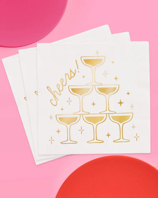 Gold Cheers Napkins - 50 foil napkins xo, Fetti