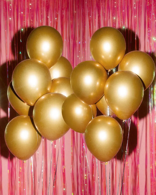 Gold Chrome Pack - 25 metallic balloons xo, Fetti