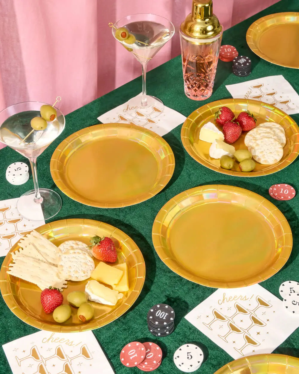 Golden Plates - 25 paper plates xo, Fetti