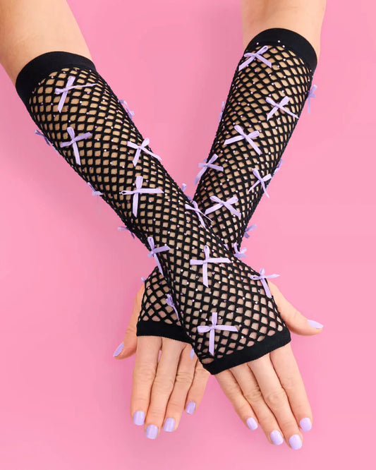 Good Idea Gloves - fishnet bow gloves xo, Fetti