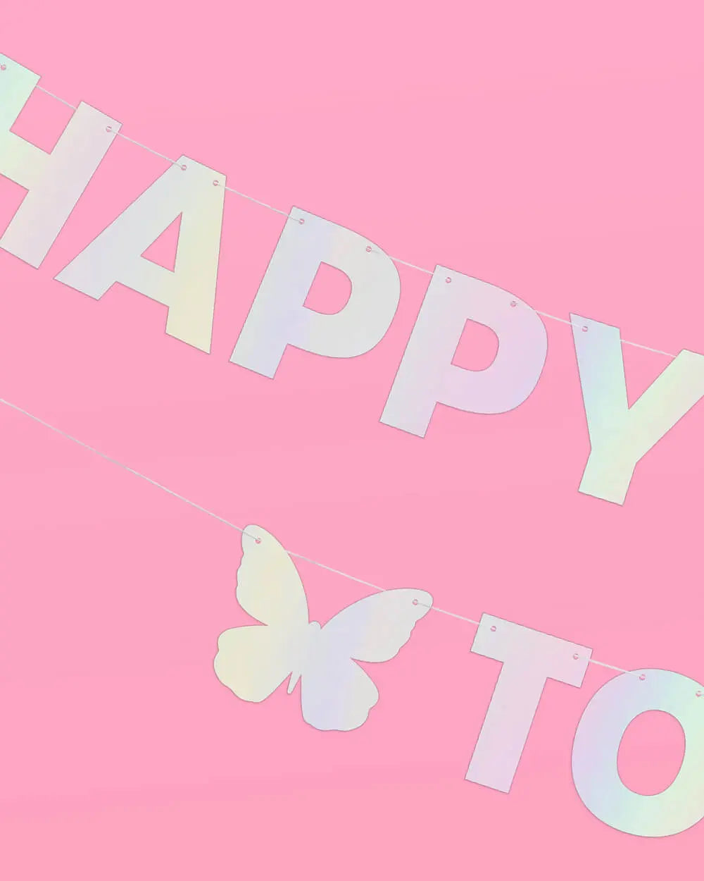 HBD To Me 🦋 Banner - iridescent foil banner xo, Fetti