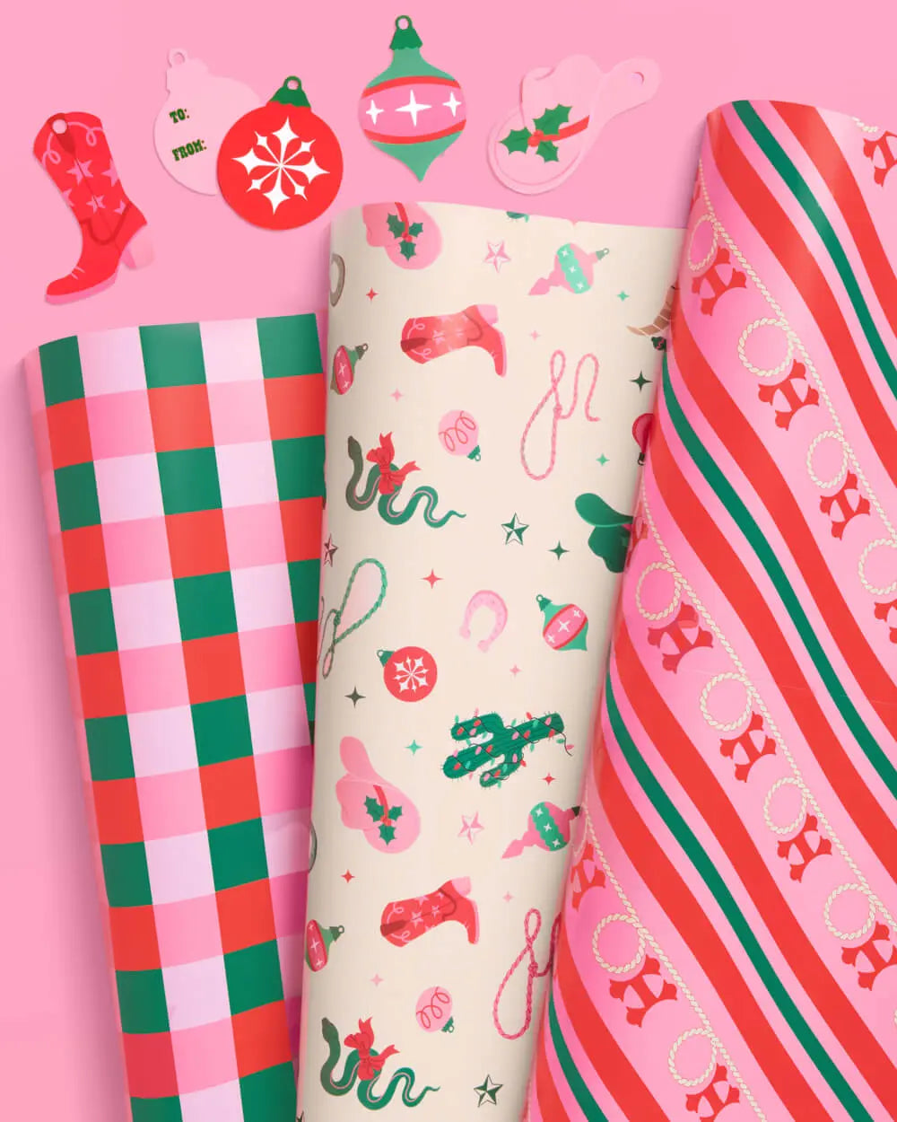 HO-down Wrapping Paper - 12 sheets + 16 tags xo, Fetti