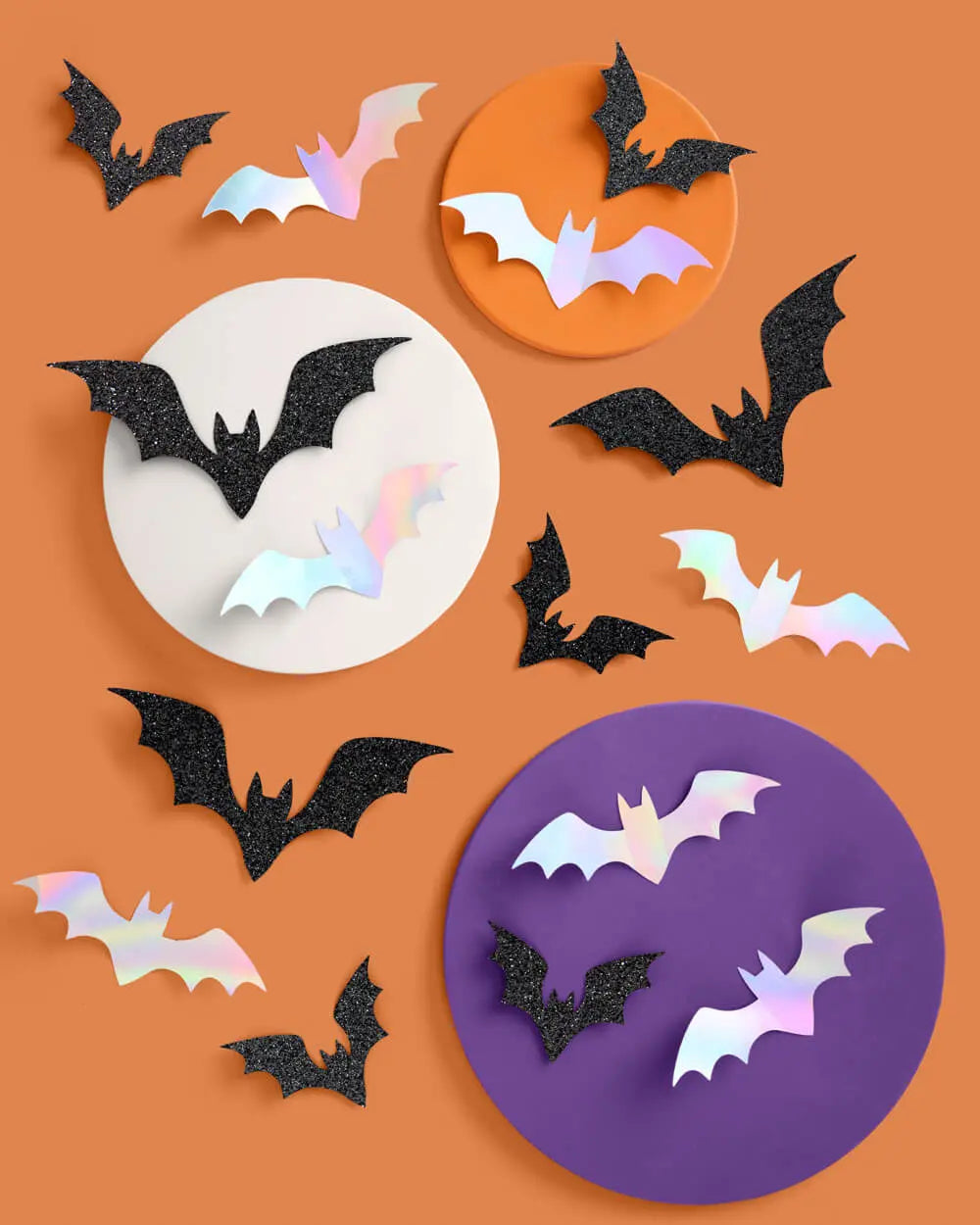 Halloween Wall Decor Bats - 50 silver and black bats xo, Fetti