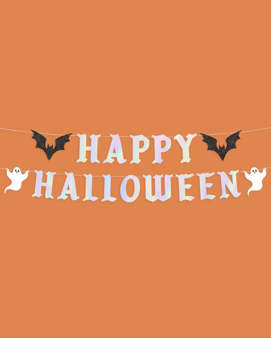 Happy Halloween Banner - iridescent foil banner xo, Fetti