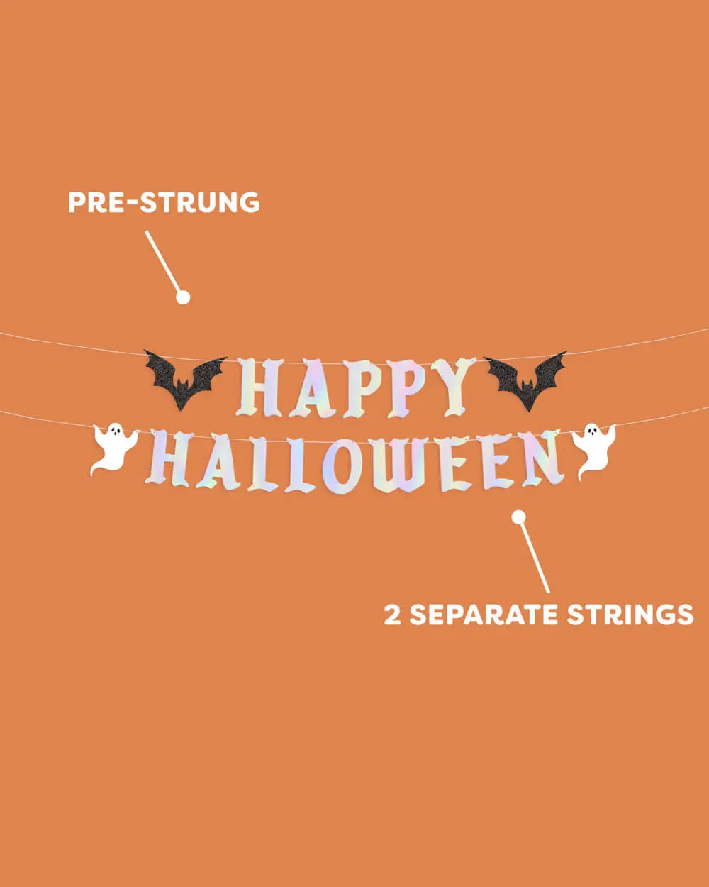 Happy Halloween Banner - iridescent foil banner xo, Fetti