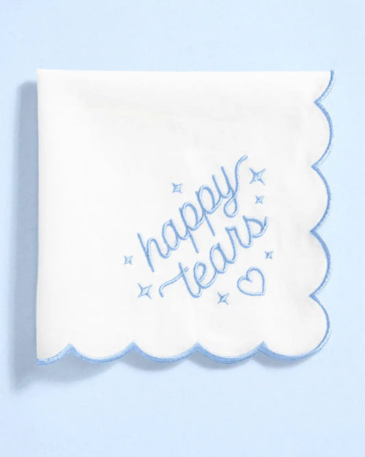 Happy Tears Hanky - embroidered handkerchief xo, Fetti
