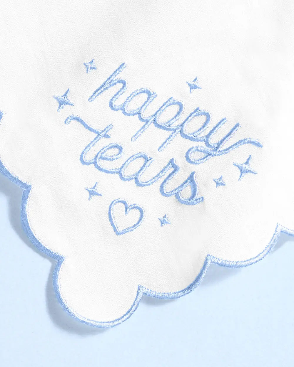 Happy Tears Hanky - embroidered handkerchief xo, Fetti