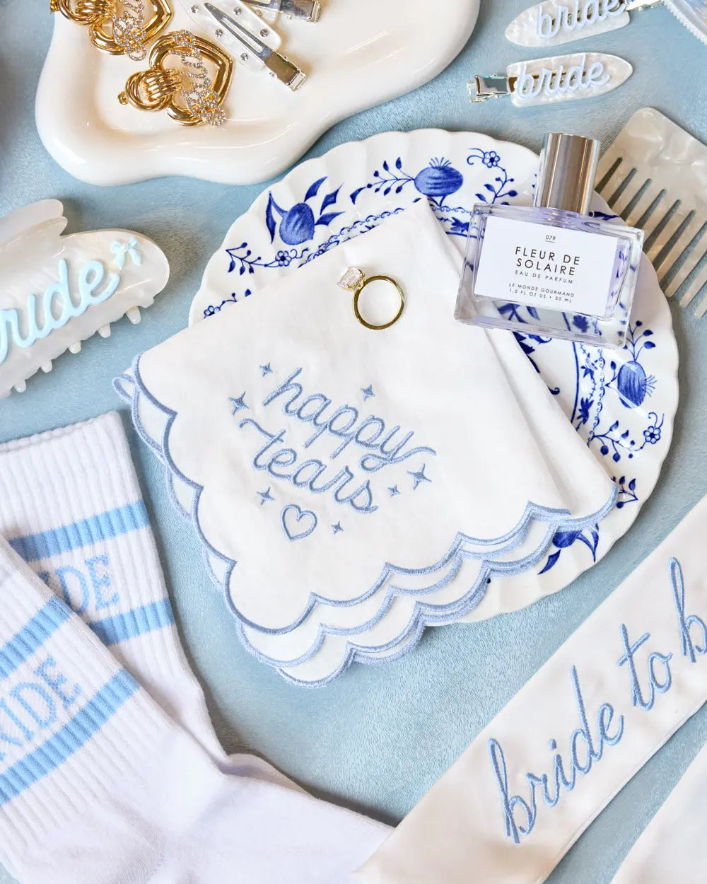 Happy Tears Hanky - embroidered handkerchief xo, Fetti