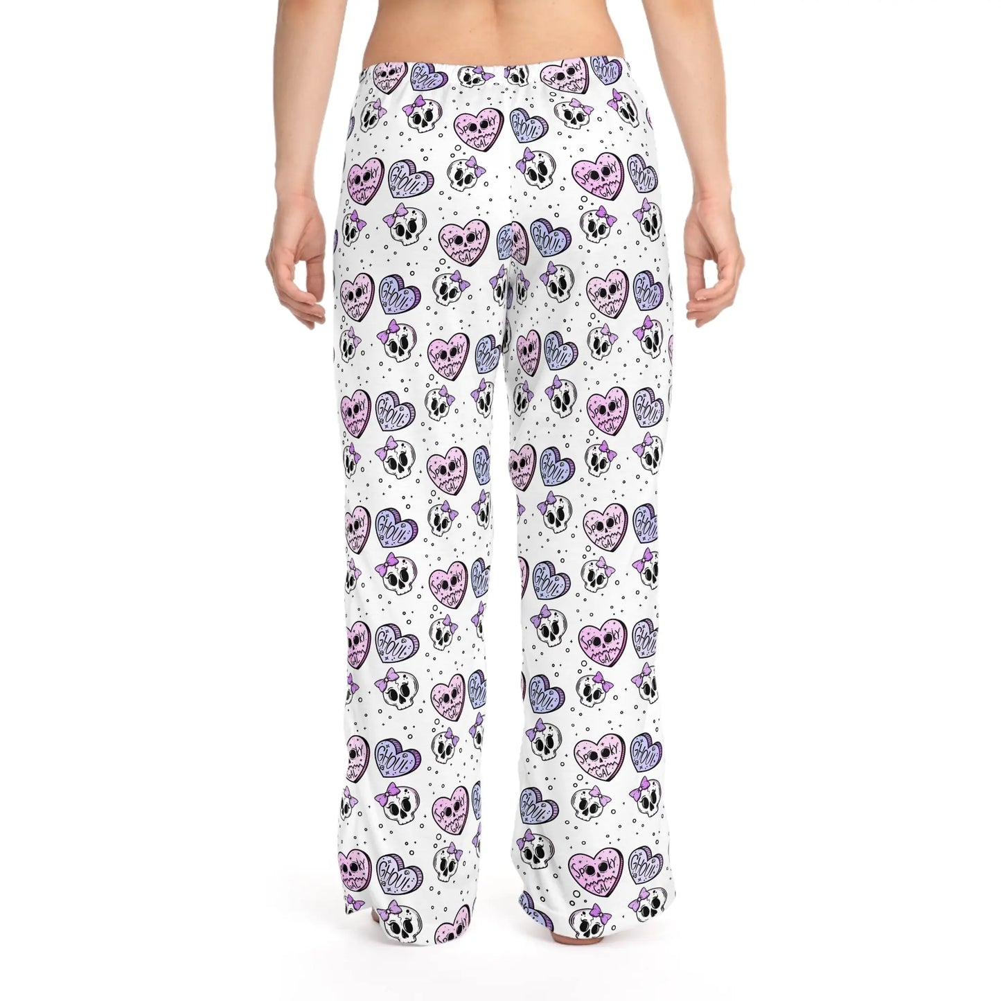 Hearts and Skulls Halloween Pajama Pants Printify