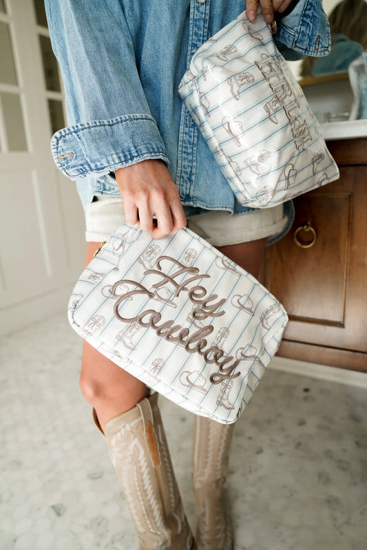Hey Cowboy - Western Blues Striped XL Bag - PREORDER KenzKustomz