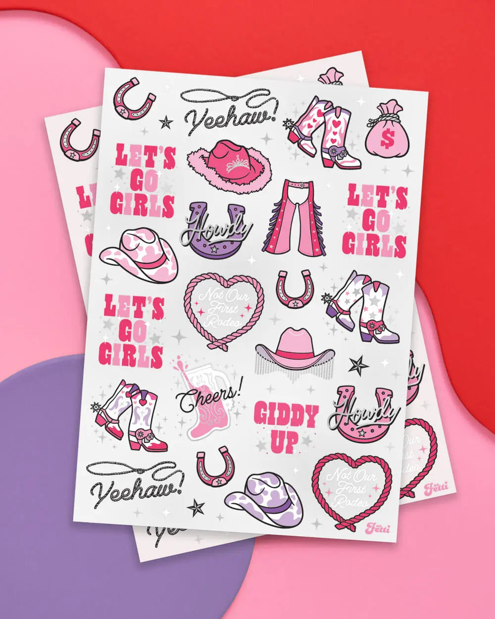 Hoedown Tats - 46 foil temporary tattoos xo, Fetti