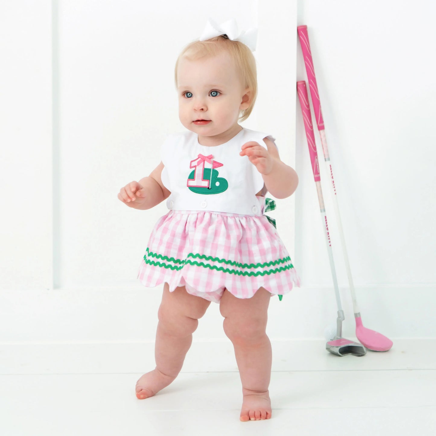 Hole-In-One First Birthday Girls Reversible Golf Bubble - Latchkey