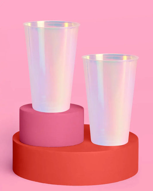 Iridescent Cups - 16 iridescent 16oz cups xo, Fetti