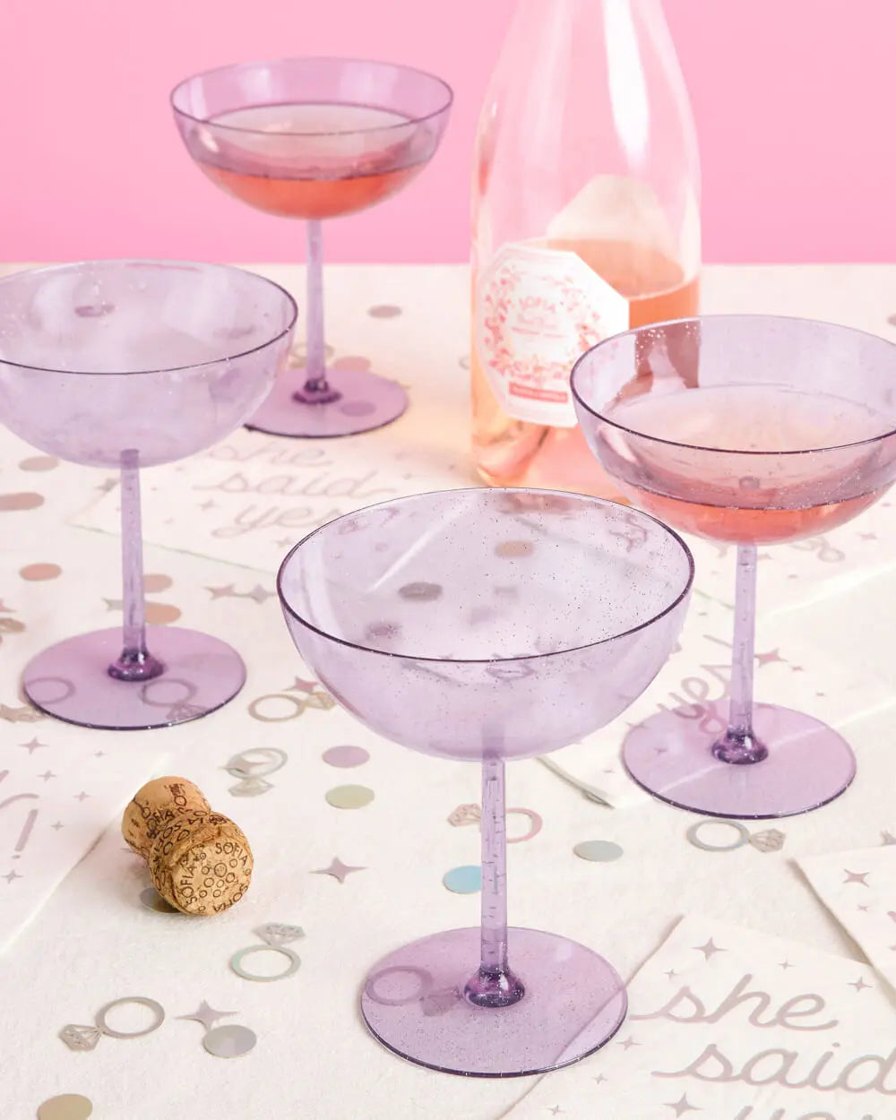 It's Disco, Baby! Coupe Set - 4 plastic glasses xo, Fetti