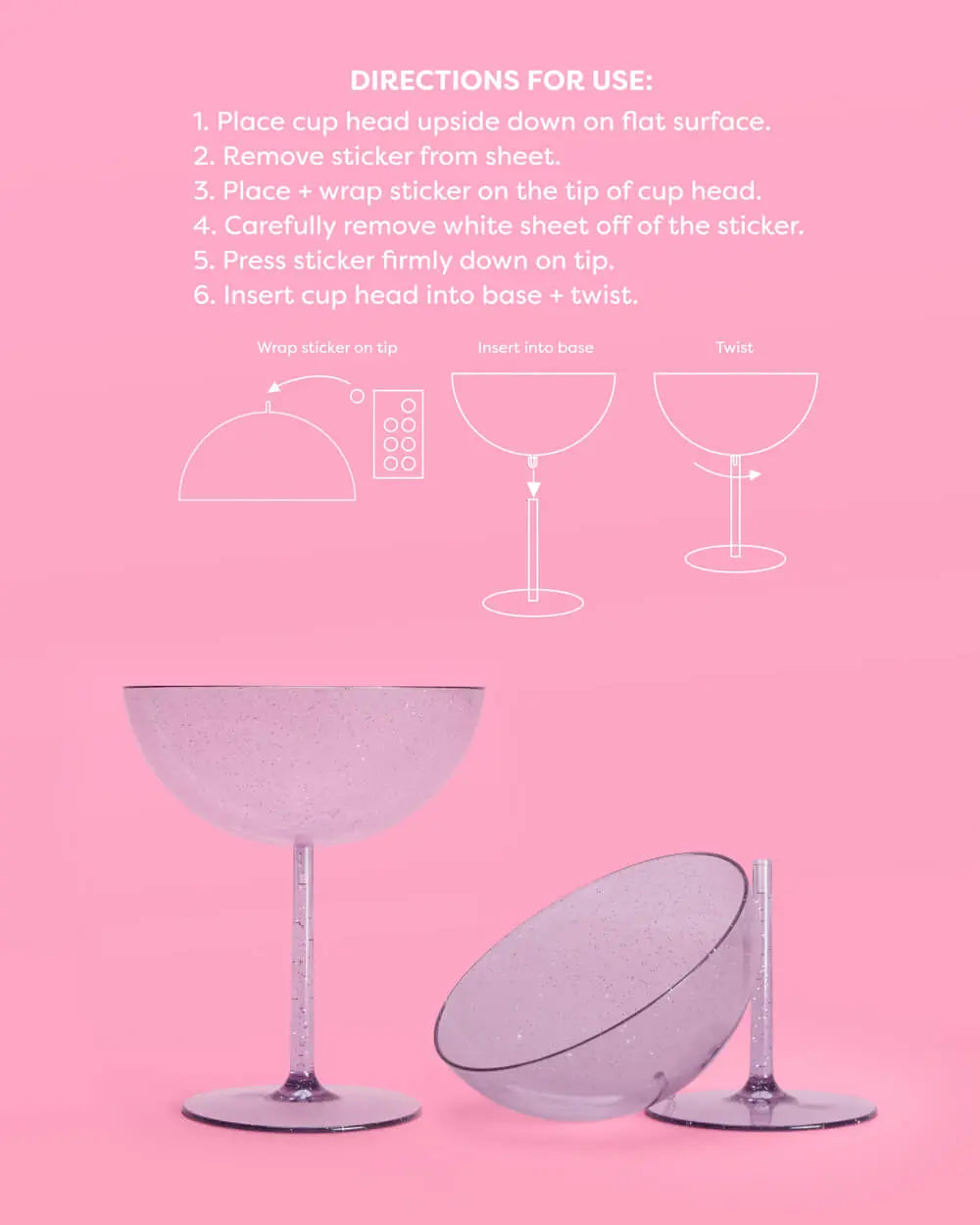 It's Disco, Baby! Coupe Set - 4 plastic glasses xo, Fetti