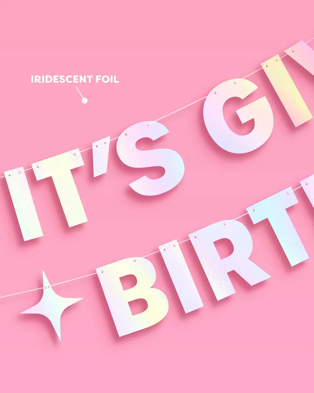 It's Giving Bday Banner - iridescent foil banner xo, Fetti