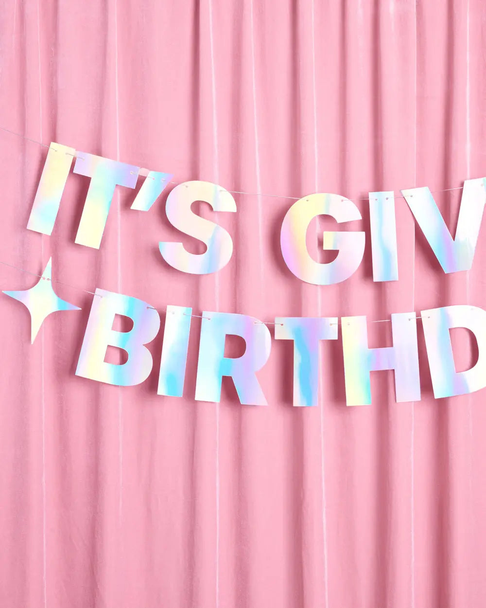 It's Giving Bday Banner - iridescent foil banner xo, Fetti
