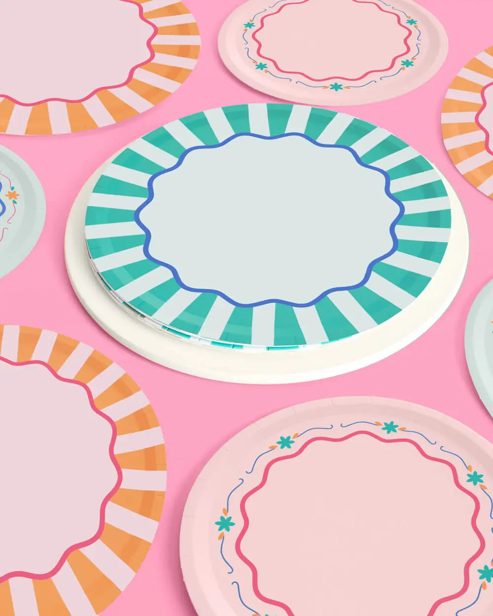 Italian Summer Plates - 32 matte paper plates xo, Fetti