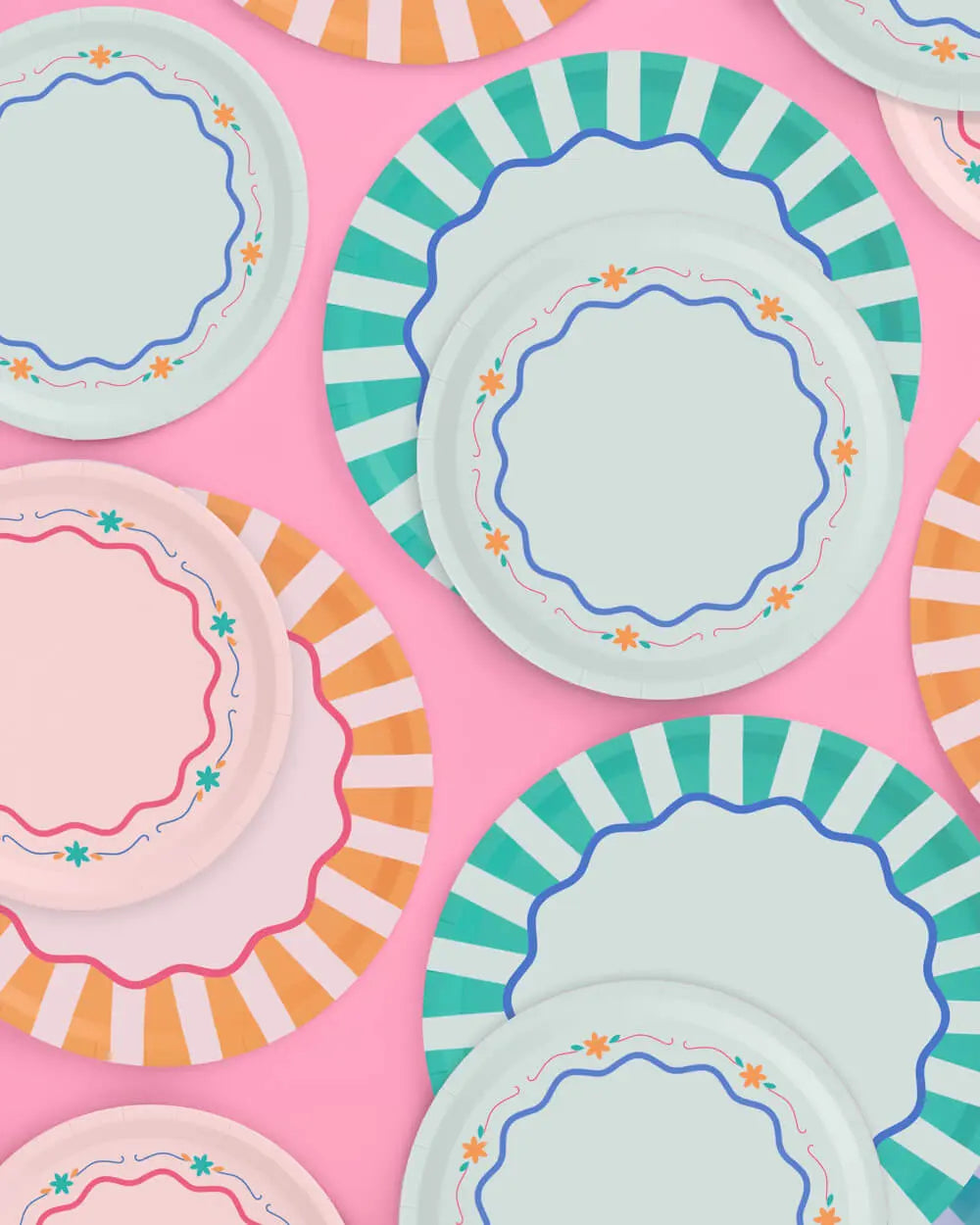 Italian Summer Plates - 32 matte paper plates xo, Fetti