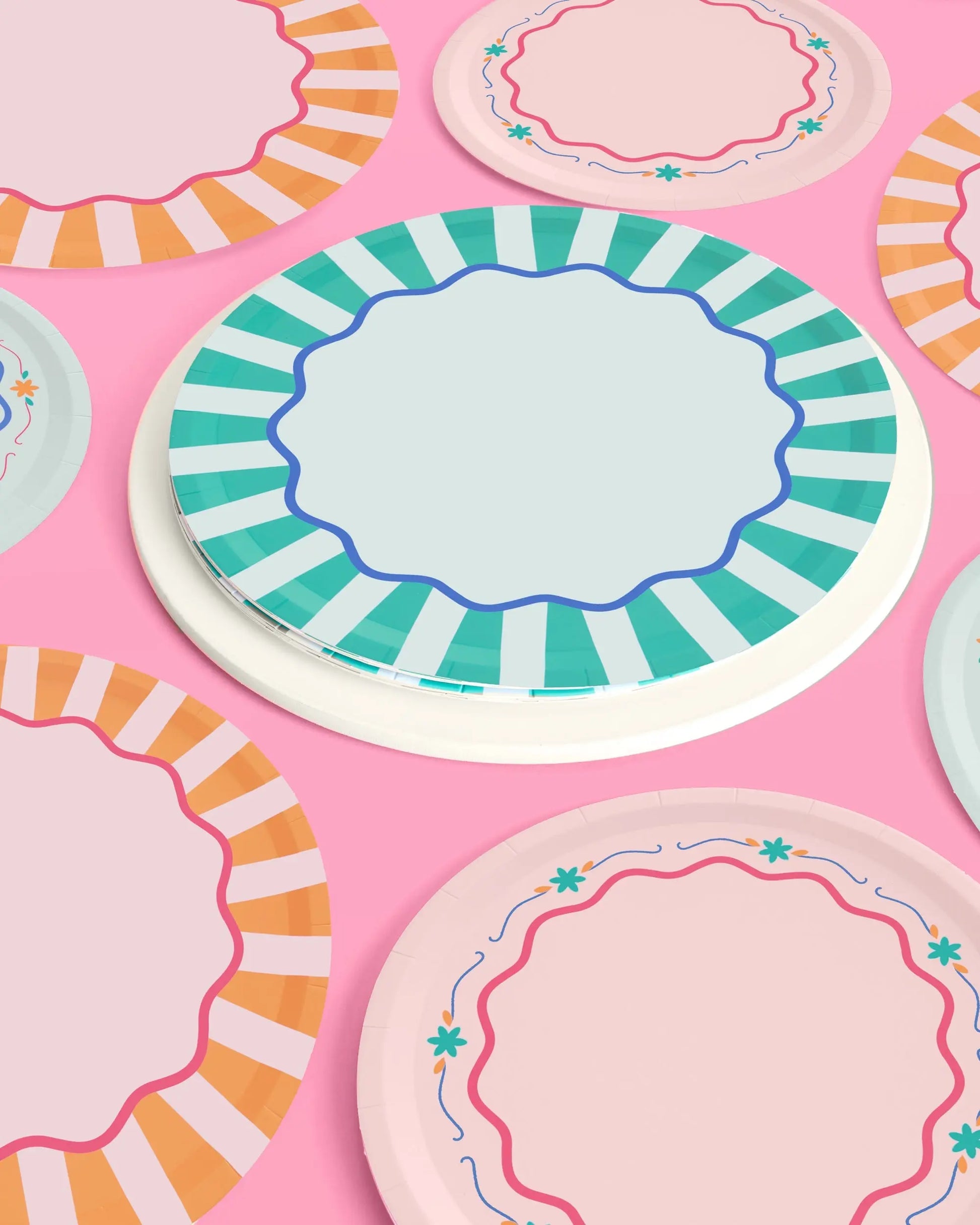 Italian Summer Trio - 32 plates, 24 napkins + 2 vases xo, Fetti