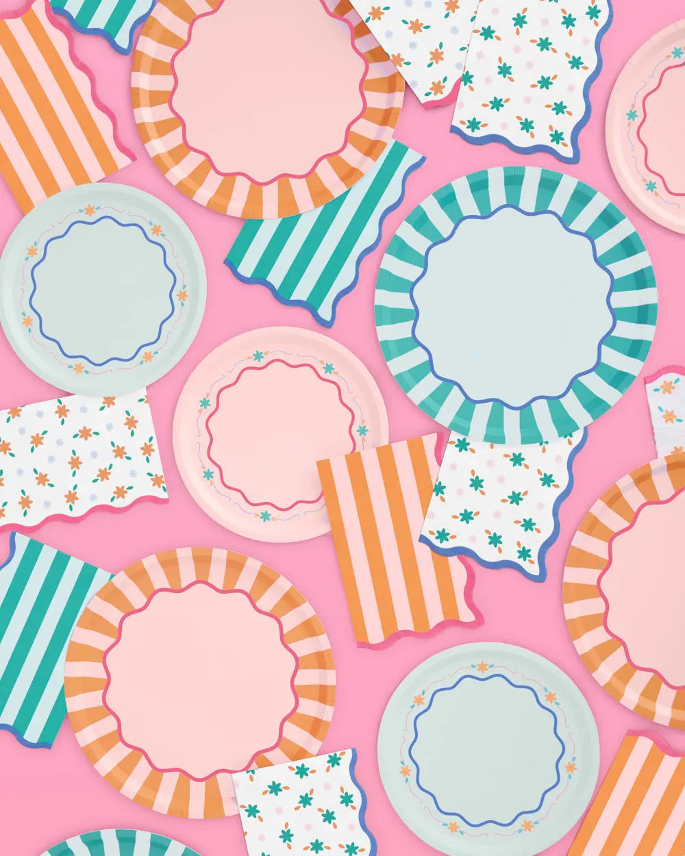 Italian Summer Trio - 32 plates, 24 napkins + 2 vases xo, Fetti