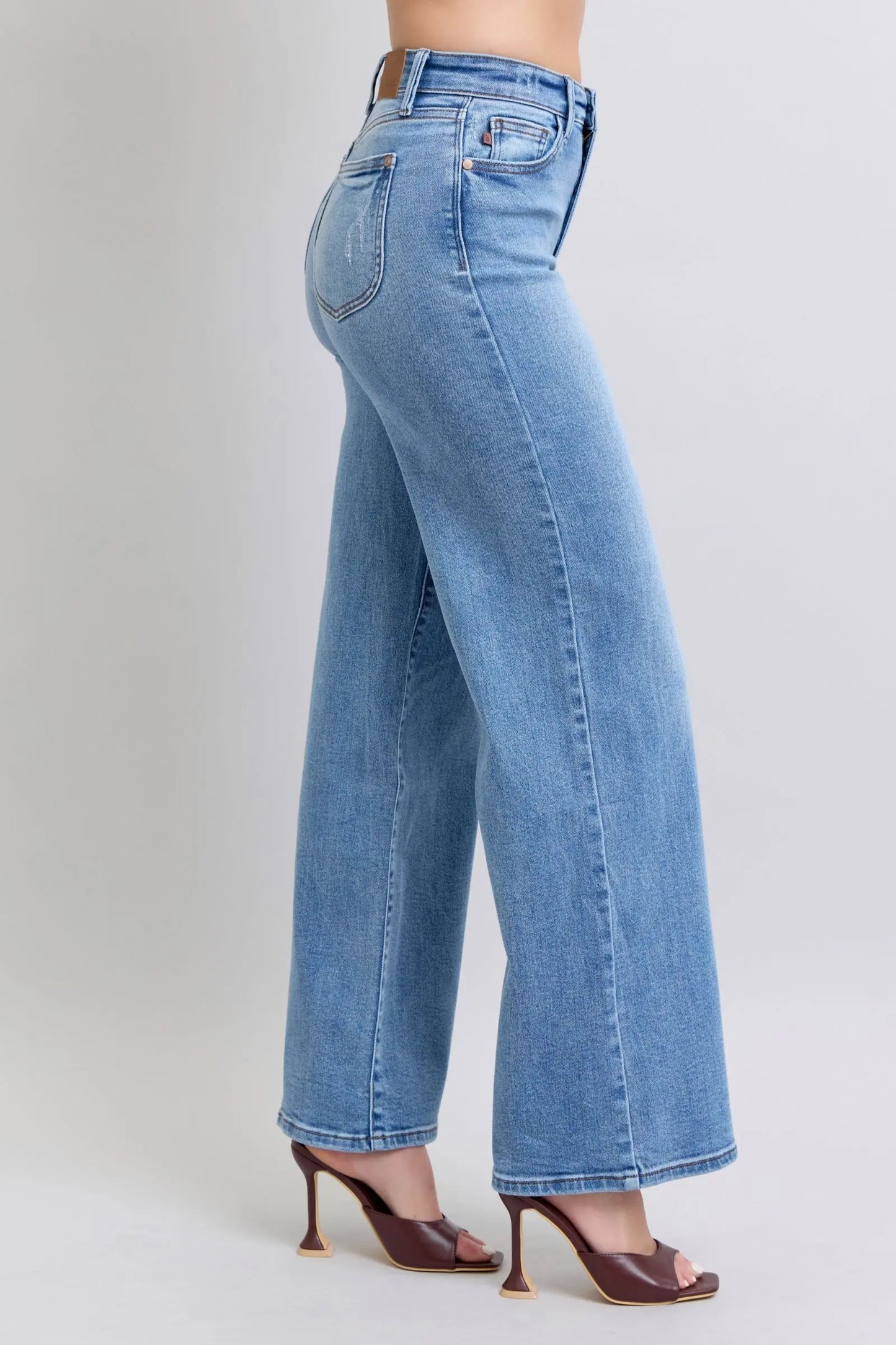 Judy Blue Full Size Wide Leg Jeans with Pockets Trendsi