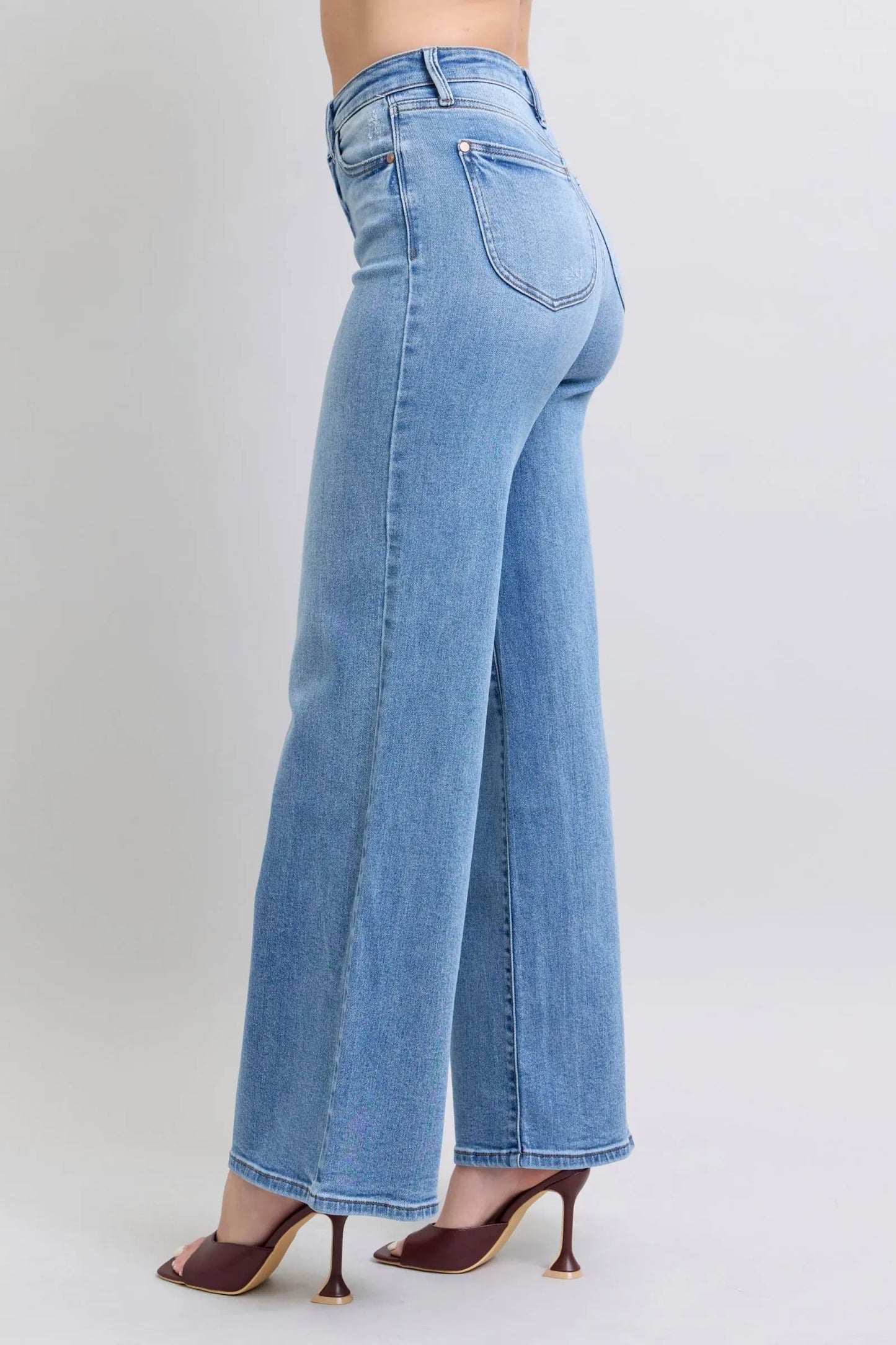 Judy Blue Full Size Wide Leg Jeans with Pockets Trendsi