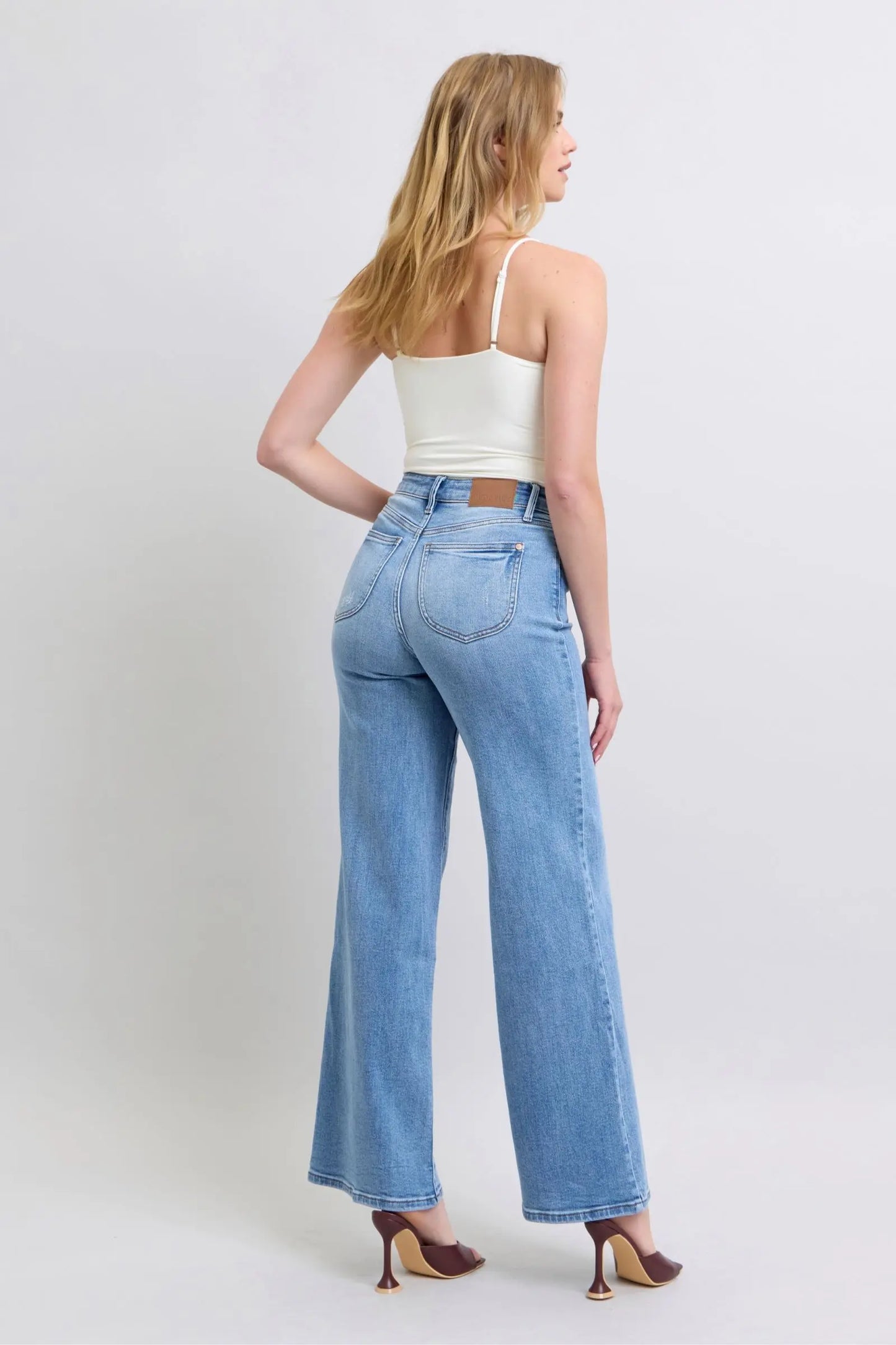 Judy Blue Full Size Wide Leg Jeans with Pockets Trendsi