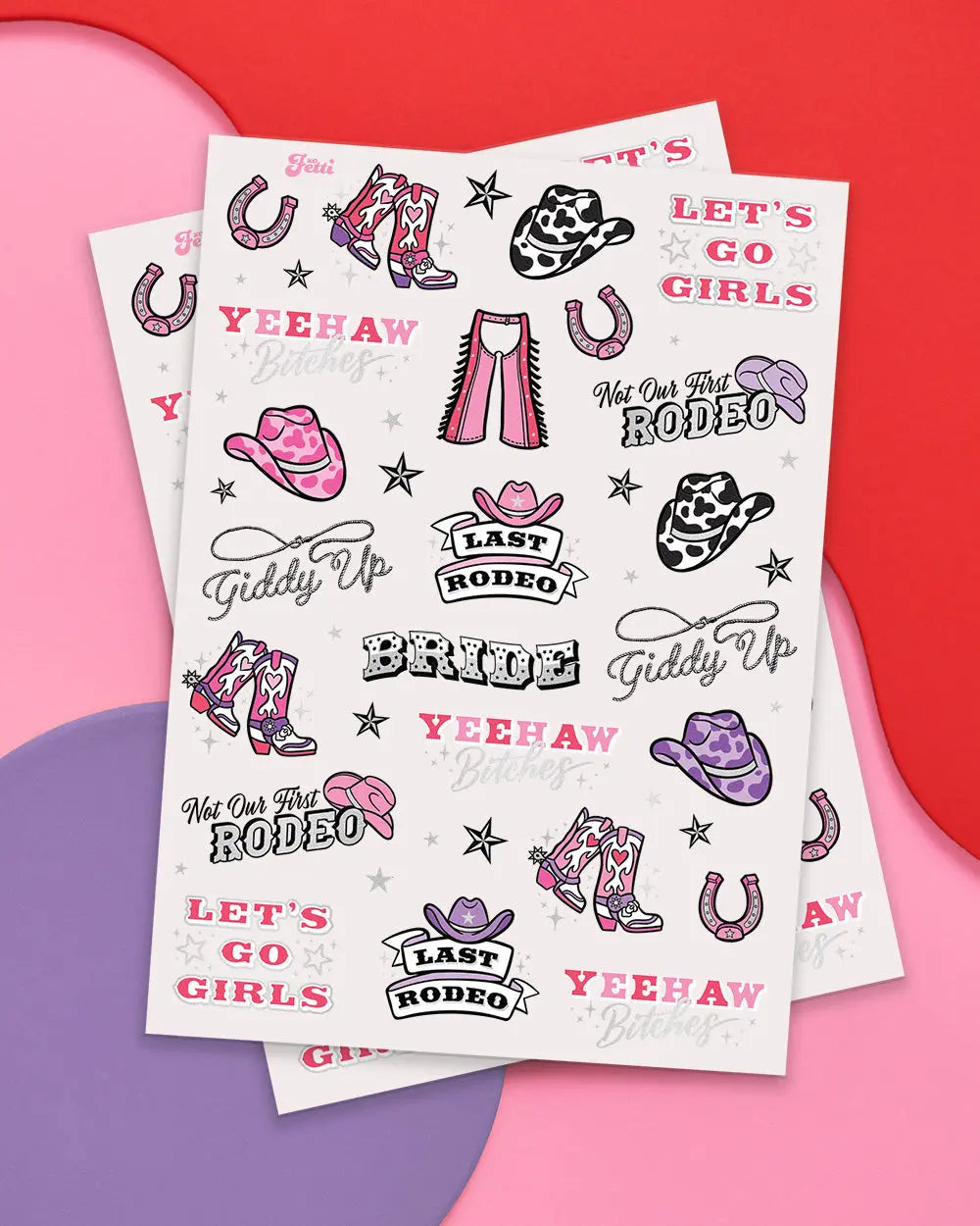 Last Rodeo Tats - 48 foil temporary tattoos xo, Fetti
