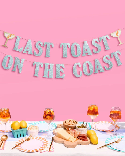 Last Toast Banner - blue glitter banner xo, Fetti