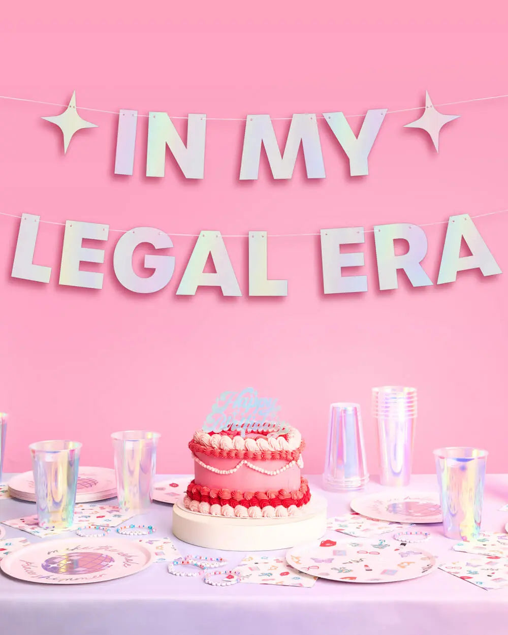 Legal Era Banner - iridescent foil banner xo, Fetti