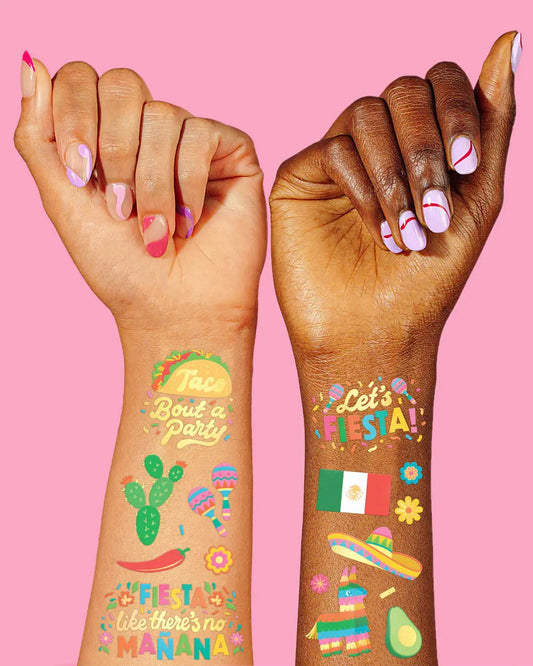 Let’s Fiesta Tats - 52 metallic temporary tattoos xo, Fetti