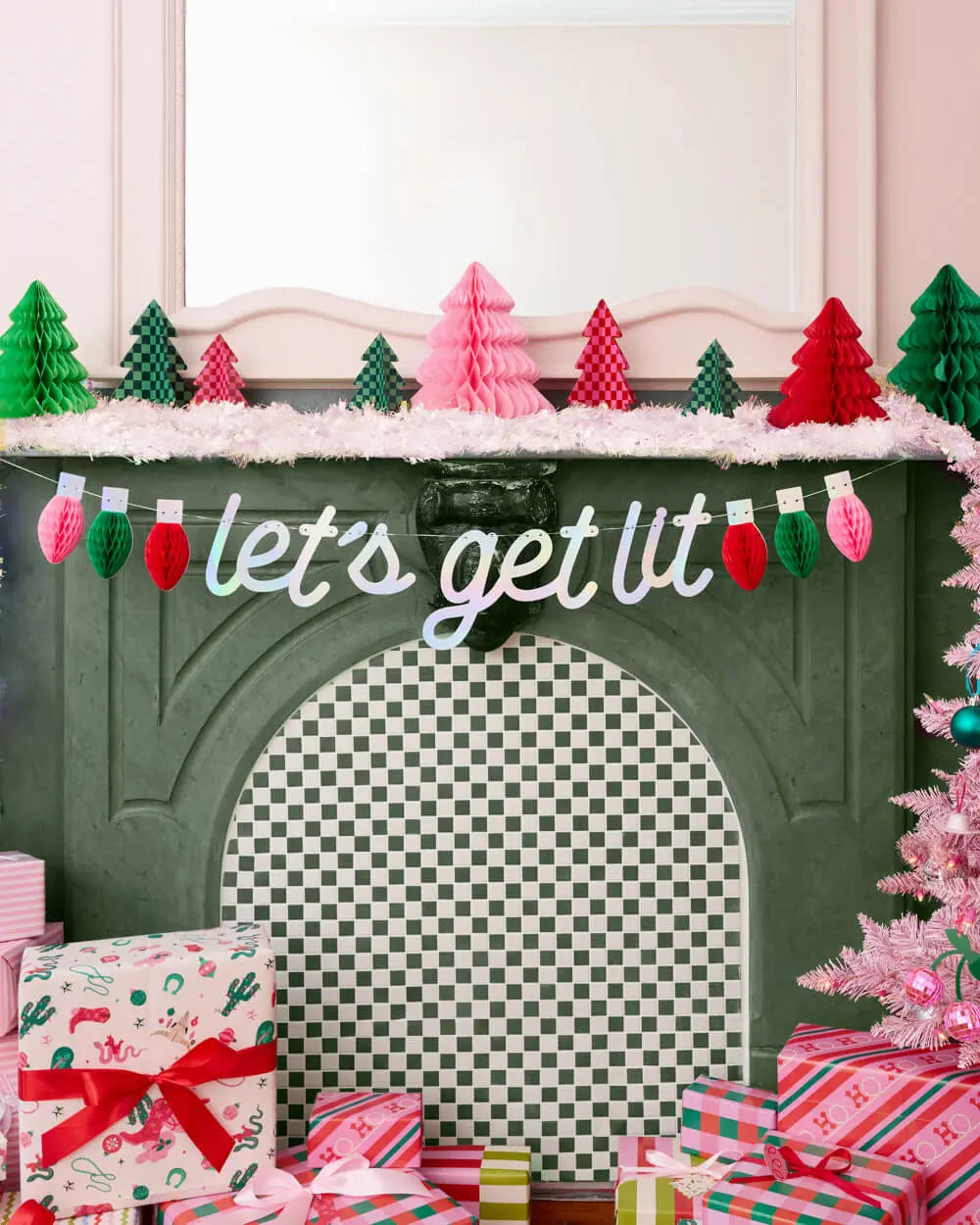 Let's Get Lit Banner - 3D paper banner xo, Fetti