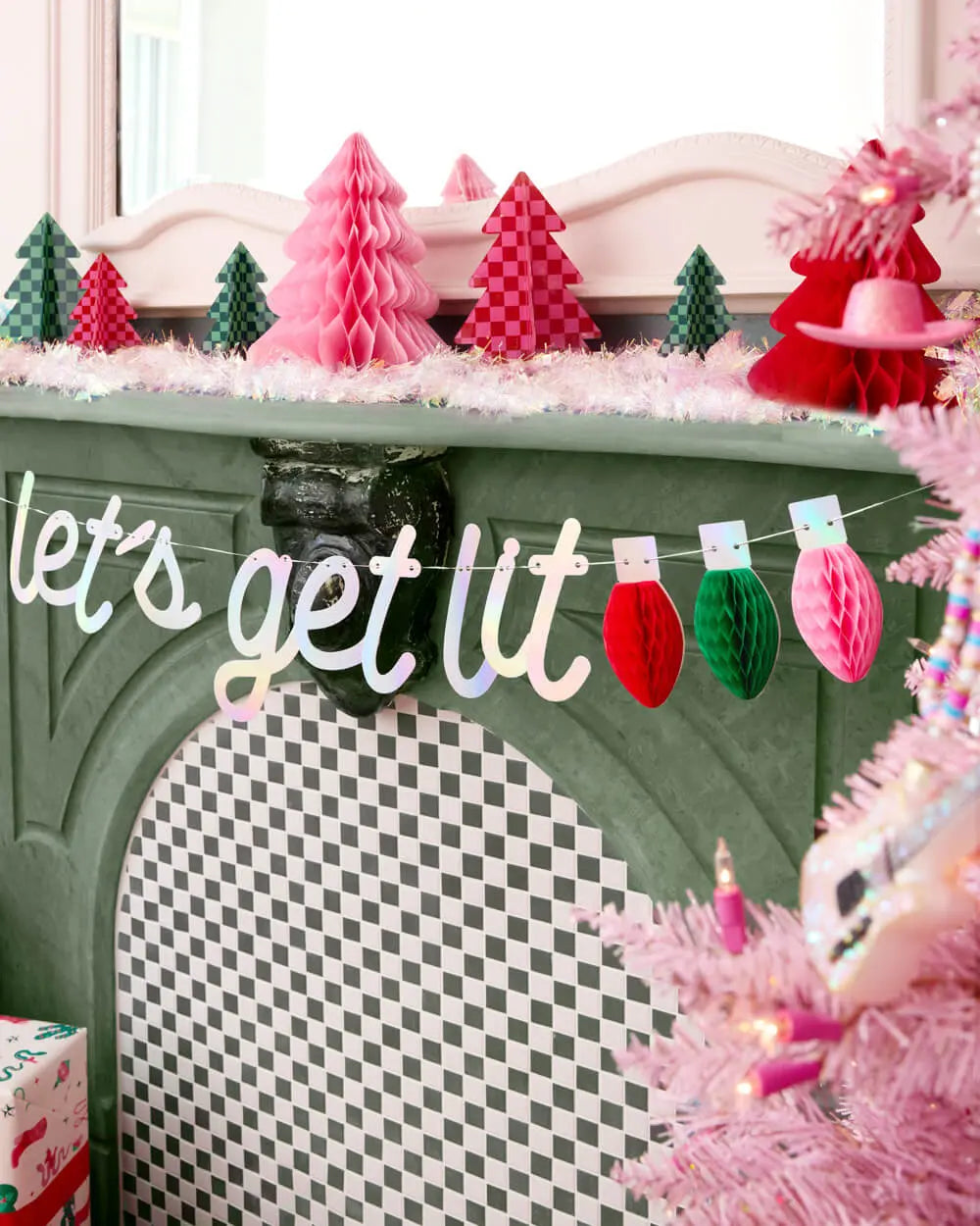 Let's Get Lit Banner - 3D paper banner xo, Fetti