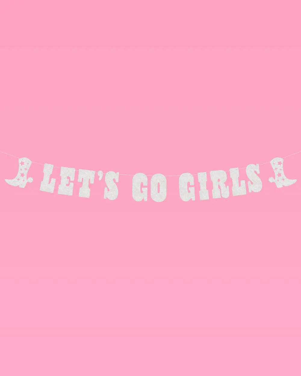Let's Go Girls Banner - silver glitter banner xo, Fetti