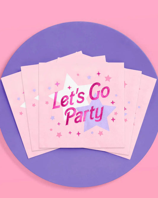 Let's Go Party Napkins - 25 foil napkins xo, Fetti