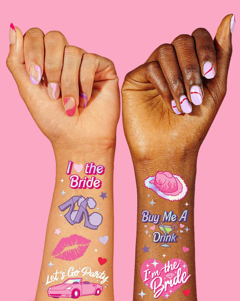 Let's Go Party Tats - 46 foil temporary tattoos xo, Fetti