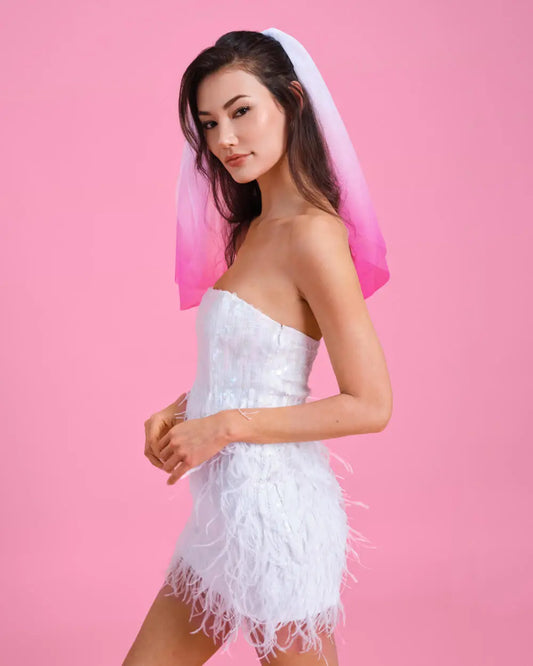 Let's Go Party Veil - pink ombre veil xo, Fetti