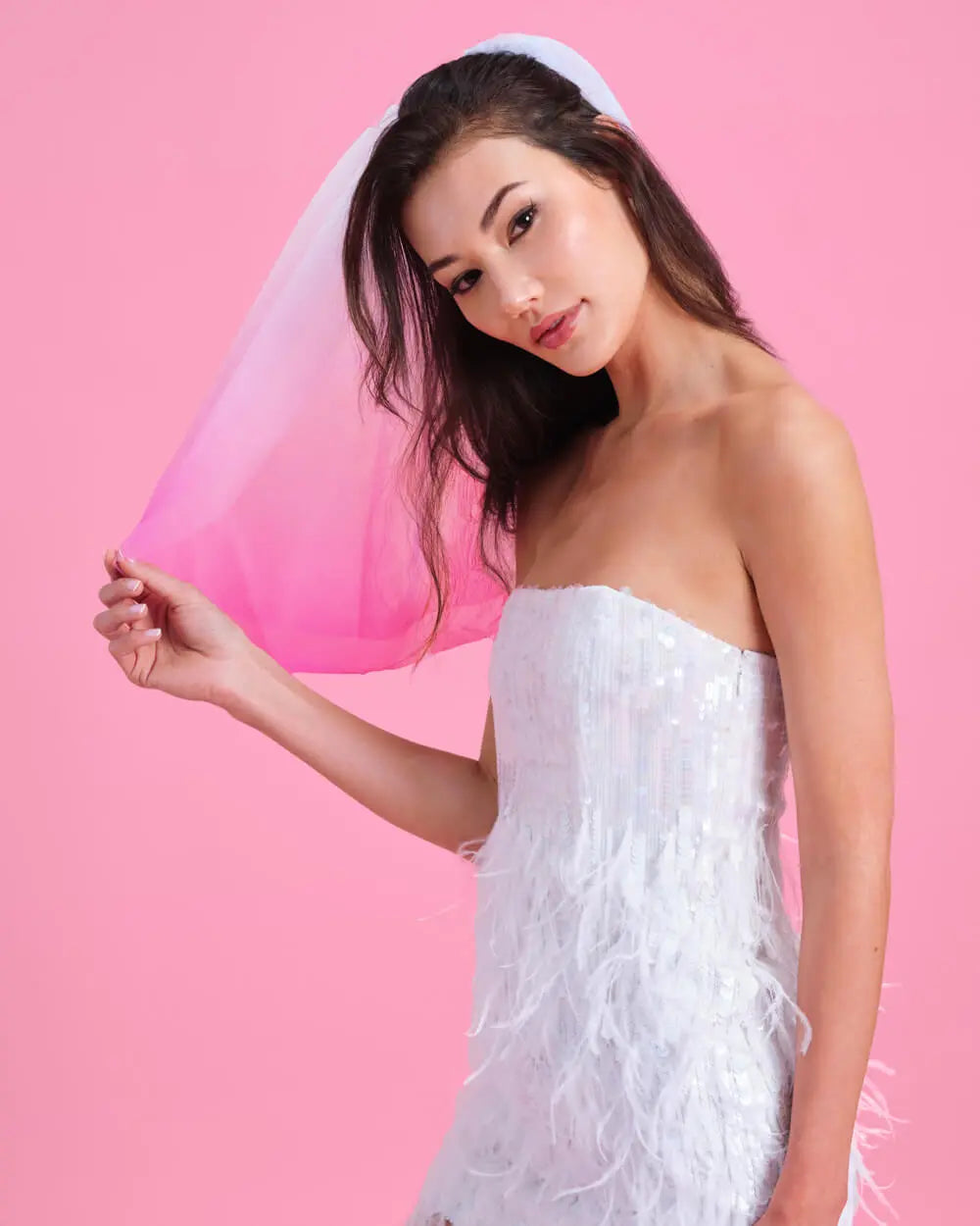Let's Go Party Veil - pink ombre veil xo, Fetti