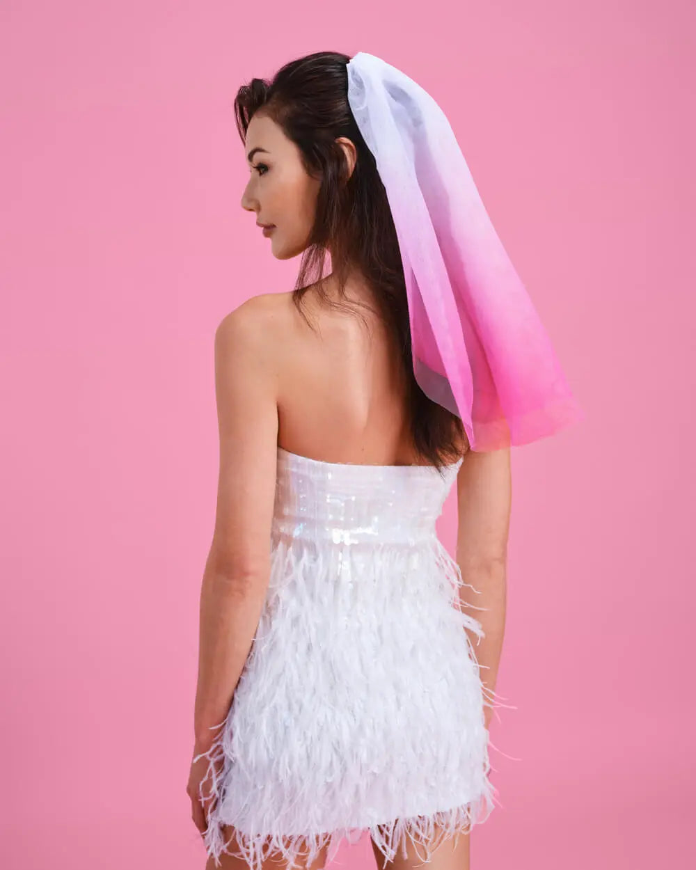 Let's Go Party Veil - pink ombre veil xo, Fetti