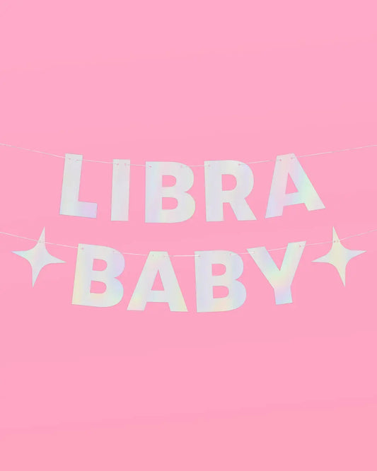 Libra Baby Banner - iridescent foil banner xo, Fetti